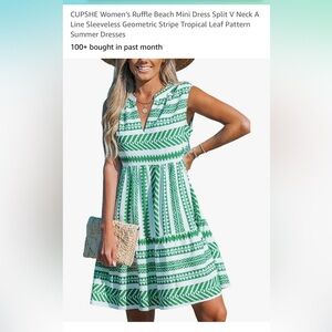 Cupshe green and white dress